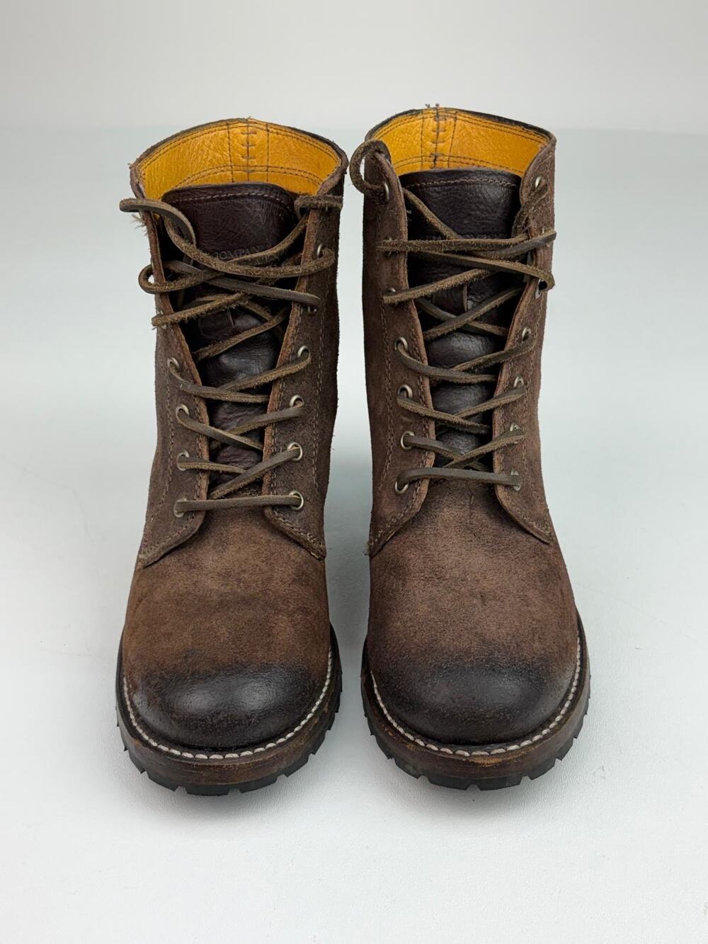 Frye Sabrina 6G Suede Leather Combat Lace Up Booties Heeled Sz 8 M Dark Brown